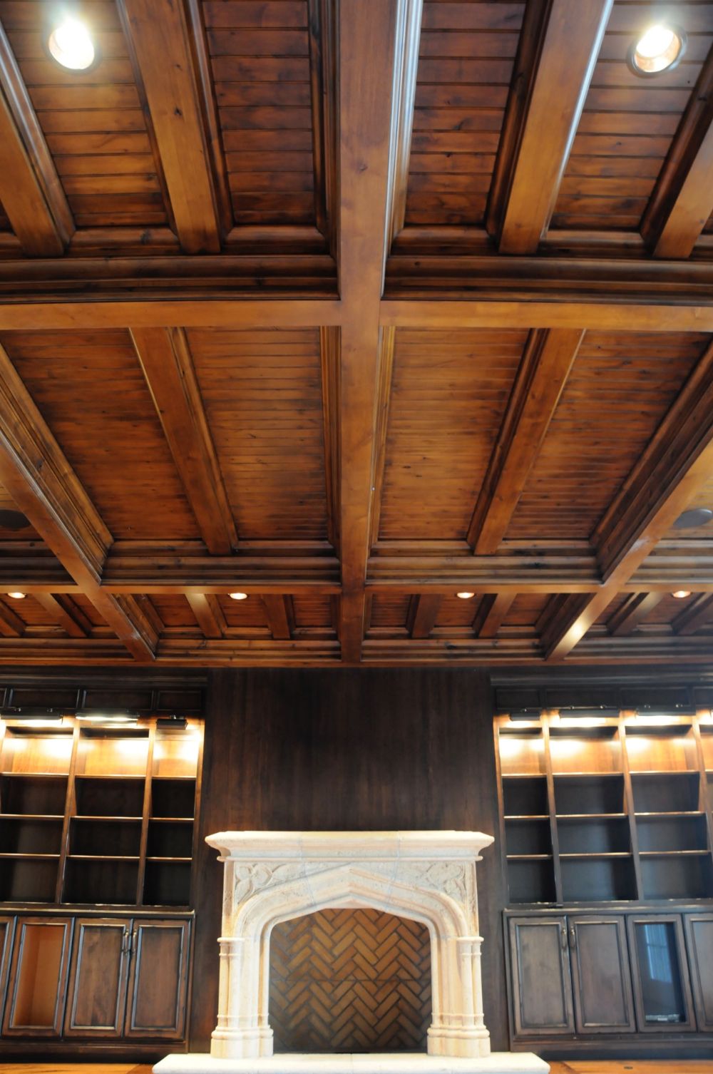 Stained wood built-in cabinetry